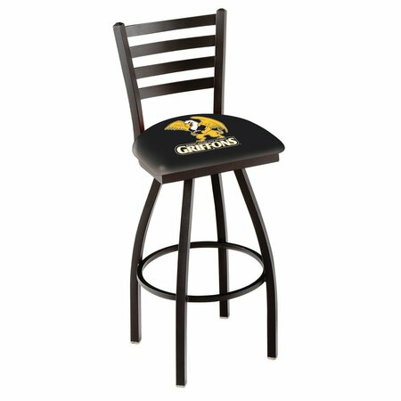 HOLLAND BAR STOOL CO 36" Blk Wrinkle Missouri Western State Swivel Bar Stool, Ladder Back L01436MOWSt